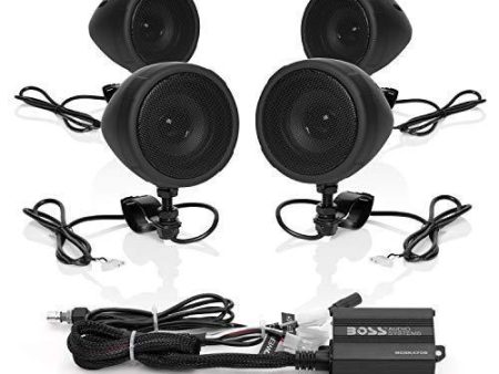 BOSS Audio Systems MCBK470B Motorcycle Bluetooth Speaker System - Class D Compact Amplifier, 3 Inch Weatherproof Speakers, Volume Control, Great for Use With ATVs and 12 Volt Vehicles Online Sale