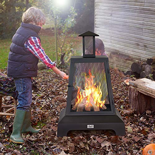 Chimenea Fireplace Outdoor Fireplace Fire Pit Wood Burning Fire Pit Patio Square Iron Fire Pit 27.5  Large Fire Pits Fire Poker Mesh Spark Screen Chimney Charcoal Grid for Garden, Backyard Online Hot Sale