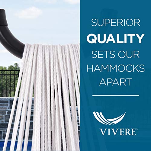 Vivere Double Cotton Hammock with Space Saving Steel Stand, Cayo Reef (450 lb Capacity - Premium Carry Bag Included) Online now