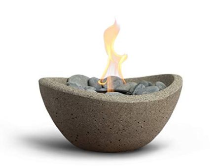 Terra Flame Tabletop Fire Bowls – Beige Table Top Fire Bowl for Indoor and Outdoor, Portable Fireplace and Table Top Fire Pit for Patio, Wave Design Centrepiece Online now