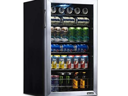 NewAir Beverage Refrigerator Cooler with 126 Can Capacity - Mini Bar Beer Fridge with Right Hinge Glass Door - Cools to 34F - AB-1200 - Stainless Steel Cheap