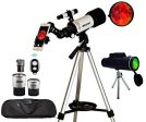 Astronomical Telescopes + Travel Monocular Telescope Scope 70mm Aperture 400mm AZ Mount Astronomical Refractor Telescopes for Kids Adults Beginners - Portable Bag, Smartphone Adapter, Camera Remote Online Hot Sale