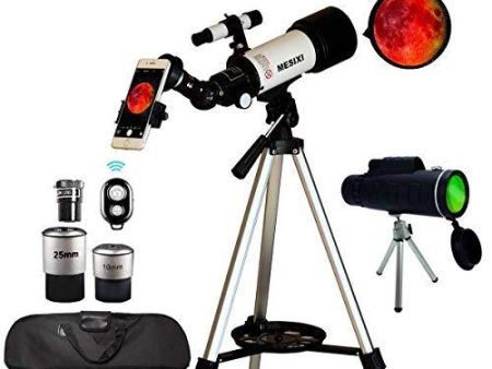 Astronomical Telescopes + Travel Monocular Telescope Scope 70mm Aperture 400mm AZ Mount Astronomical Refractor Telescopes for Kids Adults Beginners - Portable Bag, Smartphone Adapter, Camera Remote Online Hot Sale