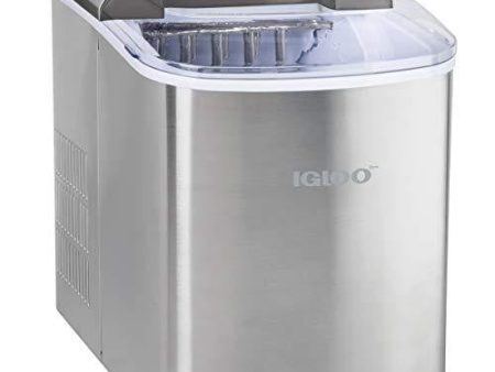 Igloo ICEB26SS Automatic Portable Electric Countertop Ice Maker Machine, 26 Pounds in 24 Hours, 9 Ice Cubes Ready in 7 minutes, With Ice Scoop and Basket, Perfect for Water Bottles, Stainless Steel Discount