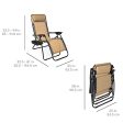 Best Choice Products Set of 2 Adjustable Steel Mesh Zero Gravity Lounge Chair Recliners w Pillows and Cup Holder Trays, Beige Hot on Sale