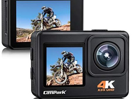 Campark X35 Action Camera 4K 24MP Wi-Fi Underwater Waterproof Camera 40M with Dual Screen, EIS, Sony Sensor, 170° Wide Angle Sports Camera 4X Zoom PC Webcam with 2 Batteries and Mounting Kits Supply