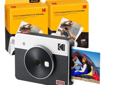 Kodak Mini Shot 3 Retro (60 Sheets) 3x3 2-in-1 Portable Wireless Instant Camera & Photo Printer, Compatible with iOS, Android & Bluetooth, Real Photo HD, 4PASS Technology & Laminated Finish – White Hot on Sale