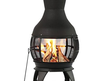 BALI OUTDOORS Outdoor Fireplace Wooden Fire Pit, Chimenea, Brown-Black Online Sale