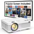 QKK Mini Projector 6500Lumens Portable LCD Projector [100  Projector Screen Included] Full HD 1080P Supported, Compatible with Smartphone, TV Stick, Games, HDMI, AV, Projector for Outdoor Movies on Sale