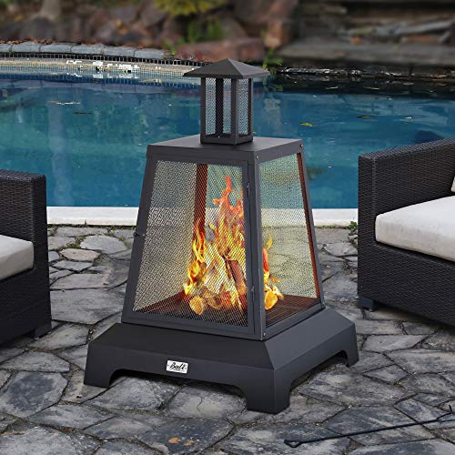 Chimenea Fireplace Outdoor Fireplace Fire Pit Wood Burning Fire Pit Patio Square Iron Fire Pit 27.5  Large Fire Pits Fire Poker Mesh Spark Screen Chimney Charcoal Grid for Garden, Backyard Online Hot Sale