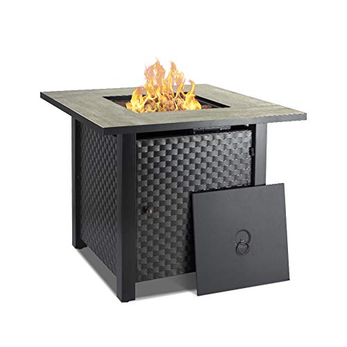 Camplux Propane Fire Pit Table, 30 Inch Outdoor Gas Fire Pit with Lid, Lava Rocks, Ceramic Tabletop, 50,000 BTU Adjustable Flame, Auto Ignition, Square Fire Table 2-in-1 Functional Online Hot Sale