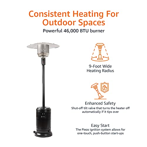 Amazon Basics 46,000 BTU Outdoor Propane Patio Heater with Wheels, Commercial & Residential - Havana Bronze For Discount