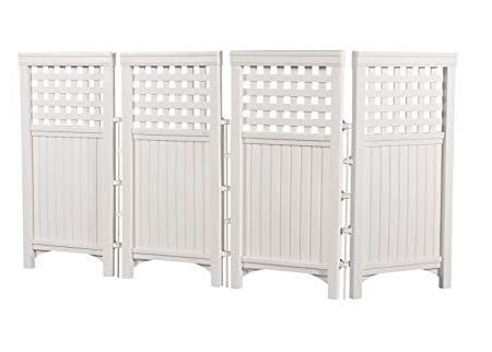 Suncast 4 Enclosure Freestanding Steel Resin Reversible Panel Outdoor Screen TRE, 4 panles (pack of 1), White Discount