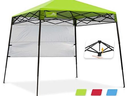 EAGLE PEAK Day Tripper 8  x 8  Slant Leg Lightweight Compact Portable Canopy w Backpack Easy One Person Set-up Folding Shelter 6  x 6  Top and 8  x 8  Base (Green) For Sale