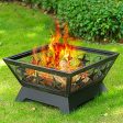 Amagabeli Fire Pit Outdoor Wood Burning 24in Firepit Firebowl Fireplace Poker Spark Screen Retardant Mesh Lid Extra Deep Large Square Outside Backyard Deck Heavy Duty Metal Grate Rustproof Bronze For Cheap