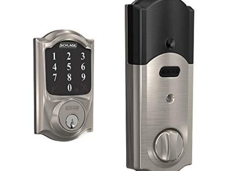 Schlage Connect Smart Deadbolt with Camelot trim in Satin Nickel, Zigbee Certified - BE468GBAK CAM 619 Supply