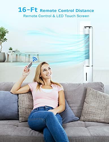 Evaporative Cooler - AGILLY 43   Portable Air Conditioner & Cooling Tower Fan w  70°Oscillation, 4 Modes, Air Cooler Humidifier with 4 Ice Packs, 12H Timer, Remote Control for Indoor Home Office Online now