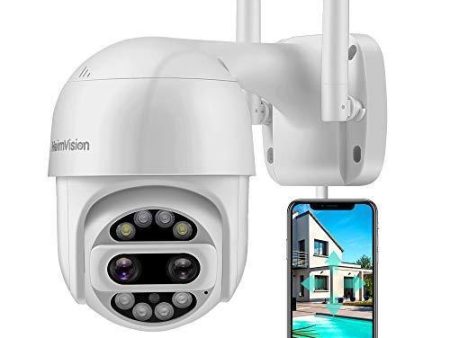 HeimVision PTZ Security Camera Outdoor, 2x2MP Ultra HD Dual Lens, Pan Tilt 12X Zoom, 360° View, Wi-Fi Wireless Camera with Floodlights, Color Night Vision, 2-Way Audio, Motion Detection, Weatherproof Discount