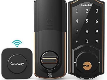 Smart Deadbolt,hornbill Door Locks with Keypads,Include Wi-Fi Bridge,Work with Alexa&Google Home,Free APP, Code,Bluetooth Keyless Entry Door Lock ,Smart Locks Front Door for Home Office Airbnb,Black For Sale