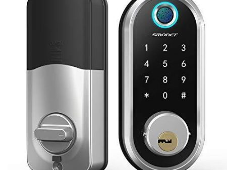 Smart Deadbolt, SMONET Fingerprint Electronic Deadbolt Door Lock with Keypad-Bluetooth Keyless Entry Keypad Smart Deadbolt App Control, Ekeys Sharing, App Monitoring Auto Lock for Homes and Hotel For Discount