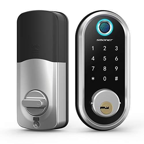 Smart Deadbolt, SMONET Fingerprint Electronic Deadbolt Door Lock with Keypad-Bluetooth Keyless Entry Keypad Smart Deadbolt App Control, Ekeys Sharing, App Monitoring Auto Lock for Homes and Hotel For Discount