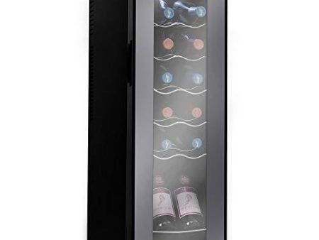 Nutrichef PKCWC120 Refrigerator-White & Red Chiller Countertop Cooler-Freestanding Compact Mini Wine Fridge 12 Bottle Capacity, Digital Control, Glass Door For Cheap