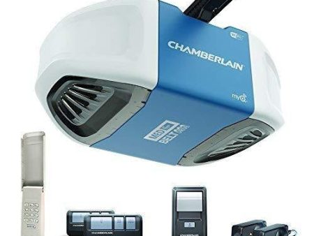 Chamberlain B550 Smart Garage Door Opener- myQ Smartphone Controlled - Ultra Quiet & Strong Belt Drive with MED Lifting Power, Wireless Keypad Included, Blue Hot on Sale