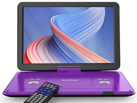 17.5  Portable DVD Player with 15.6  Large HD Screen, 6 Hours Rechargeable Battery, Support USB SD Card Sync TV and Multiple Disc Formats, High Volume Speaker, Purple Online Hot Sale