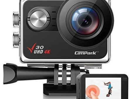 Campark V30 Native 4K Action Camera 20MP EIS Touch Screen WiFi Waterproof PC Webcam with Optional View Angle, 2 1350mAh Batteries and Mounting Accessories Kit Online