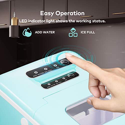 Ice Maker, NOVETE Portable Ice Maker Machine for Countertop, 9 Cubes Ready in 6 Minutes, 28.7 lbs Ice in 24 Hours Home Mini Ice Machine with Ice Scoop and Basket, for Parties Mixed Drinks Supply