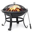 22 inch Fire Pit for Outside Outdoor Wood Burning Small Bonfire Pit Steel Firepit Bowl for Patio Camping Backyard Deck Picnic Porch,with Spark Screen,Log Grate,Poker For Discount