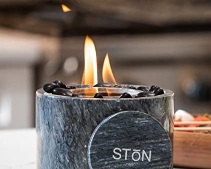 Stonhome Tabletop Fire Pit Bowl -  The Original Marble Portable Fireplace, Indoor Outdoor, Mini Fire Pit Clean Burning Real Flame for Patio Balcony, S’Mores Maker (Black) Online Sale