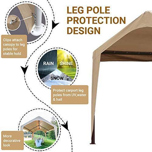 Abba Patio 10 x 20-Feet Carport Replacement Top Canopy Cover for Garage Shelter with Fabric Pole Skirts and Ball Bungees, Beige (Frame Not Included) Online