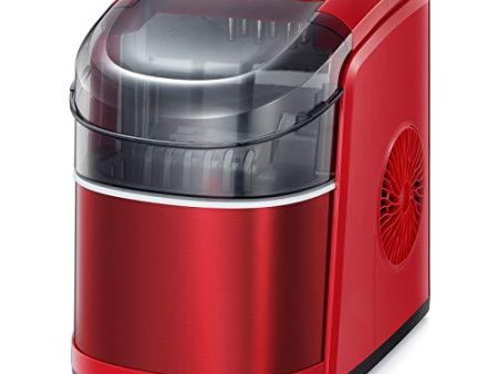 Kismile Countertop Ice Maker Machine,26Lbs 24H Compact Automatic Ice Makers,9 Cubes Ready in 6-8 Minutes,Portable Ice Cube Maker with self-Cleaning Program (Red) Hot on Sale