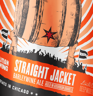 (4pk cans)-2019 Revolution Brewing Straight Jacket Bourbon Barrel Aged Barleywine Ale Beer, Illinois, USA (12oz) on Sale