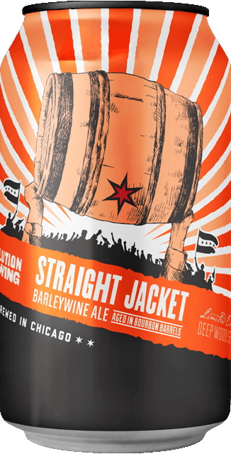 (4pk cans)-2019 Revolution Brewing Straight Jacket Bourbon Barrel Aged Barleywine Ale Beer, Illinois, USA (12oz) on Sale